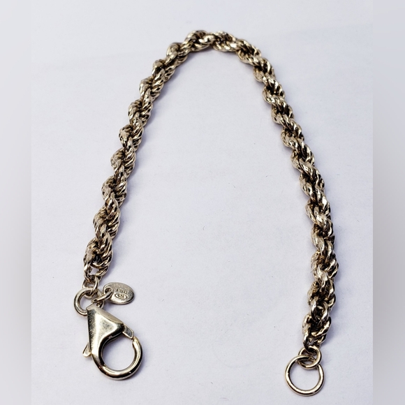 Italian Made Sterling Silver Gold Vermeil Rope Bracelet 7.5" - Picture 4 of 5